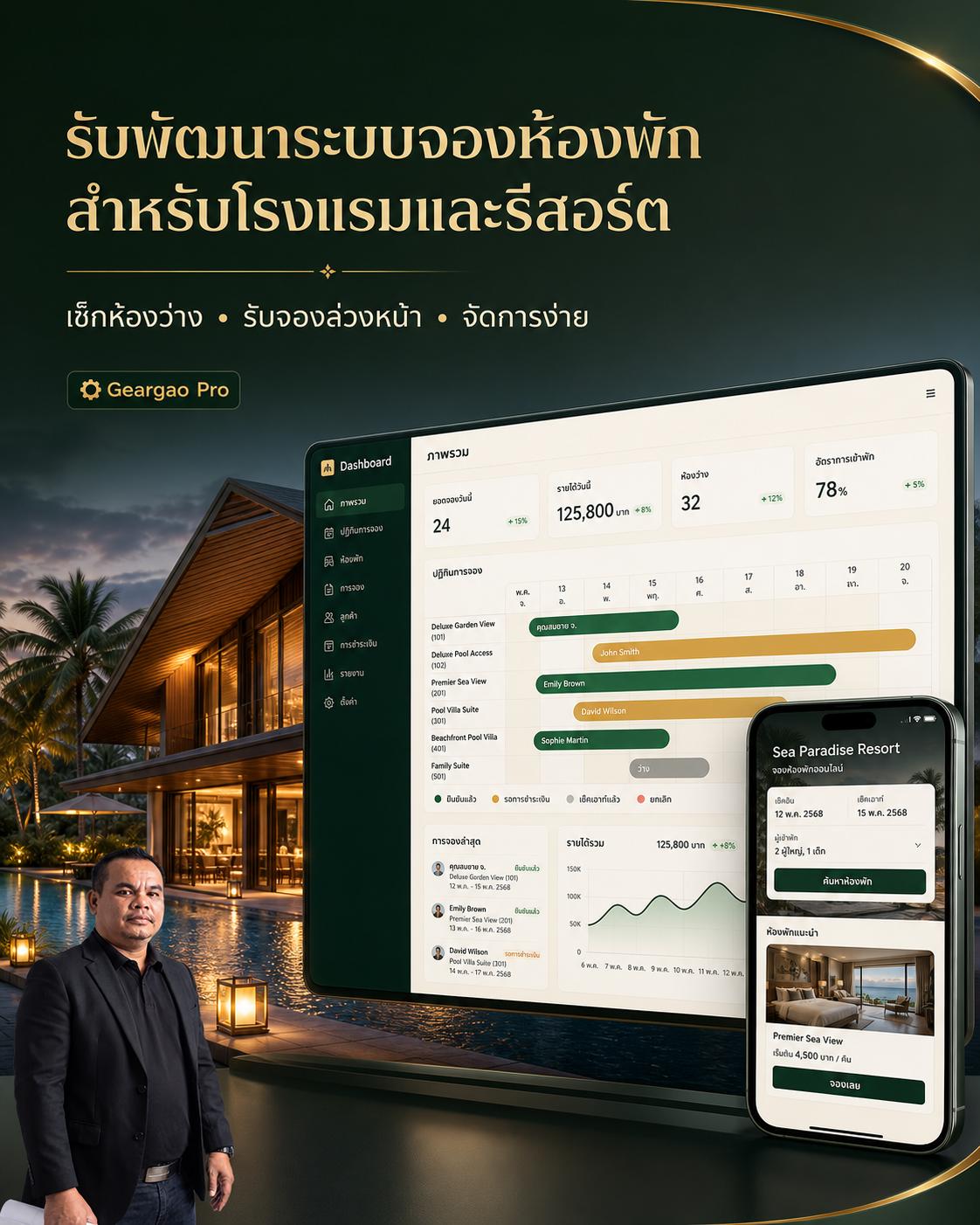 ระบบจองห้องพักและจัดการการจองสำหรับโรงแรมและรีสอร์ต
